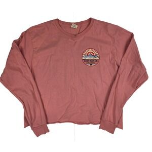 Nordstrom Blue 84 Pink Colorado Cropped Crew Neck L/ Sleeve Shirt Women's Size M